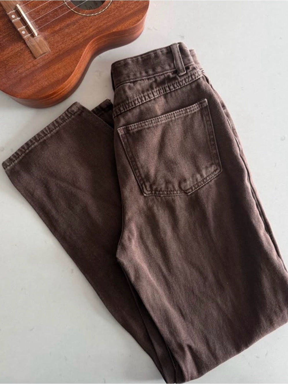 Brown Straight-Leg Jeans